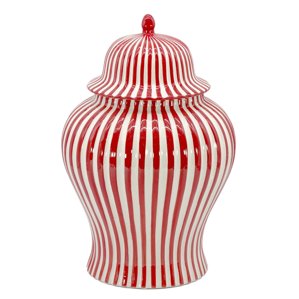 Candy Cane Striped Ceramic Vase 18" [New Colors 2026]: Red