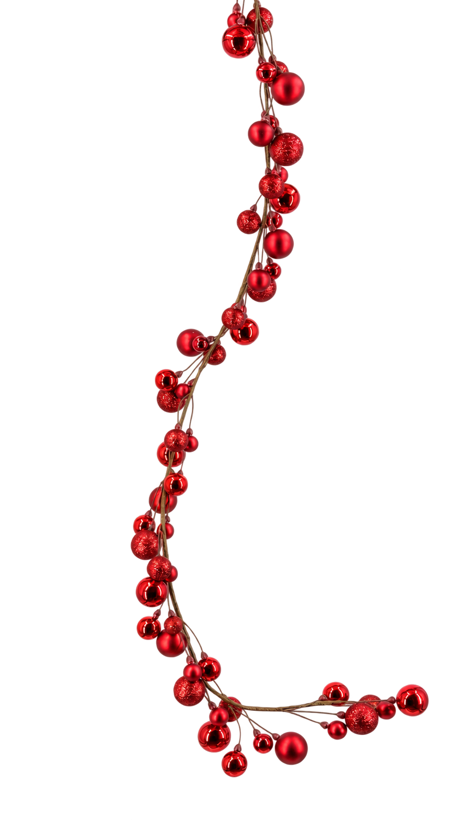 6-Foot Red Ornament Ball Christmas Garland – Glitter, Matte & Shiny Finish