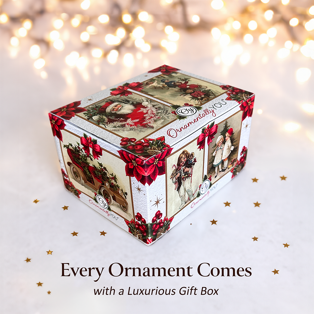 Santa Sleigh and Reindeer Elegant Christmas Ornament