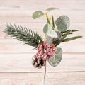 10" Snowy Pinecone Berry Christmas Floral Pick