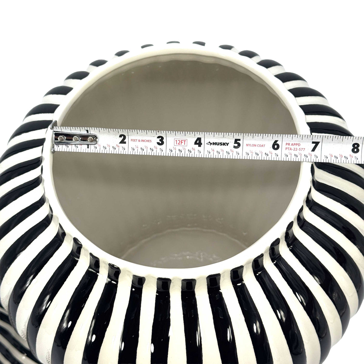 Black & White Candy Cane Striped Ceramic Vase 18"