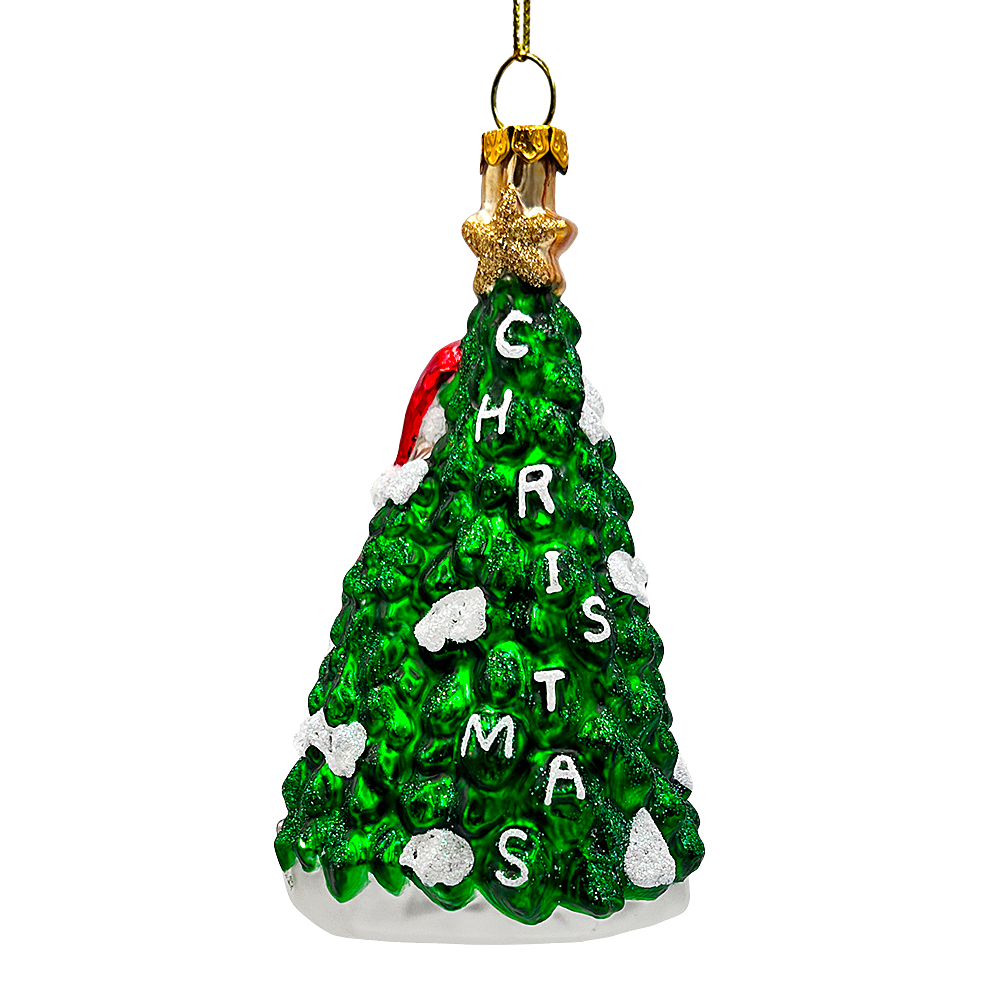 Santa with Woodland Animals Glass Christmas Ornament
