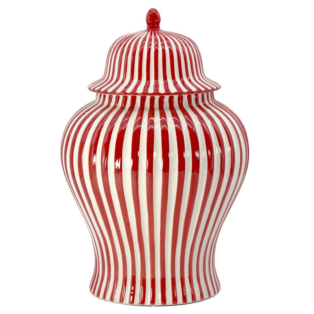 Candy Cane Striped Ceramic Vase 18" [New Colors 2026]: Red