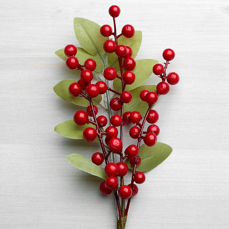 Artificial Christmas Red Berry Holiday Winter Floral Pick