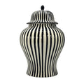 Black & White Candy Cane Striped Ceramic Vase 18"