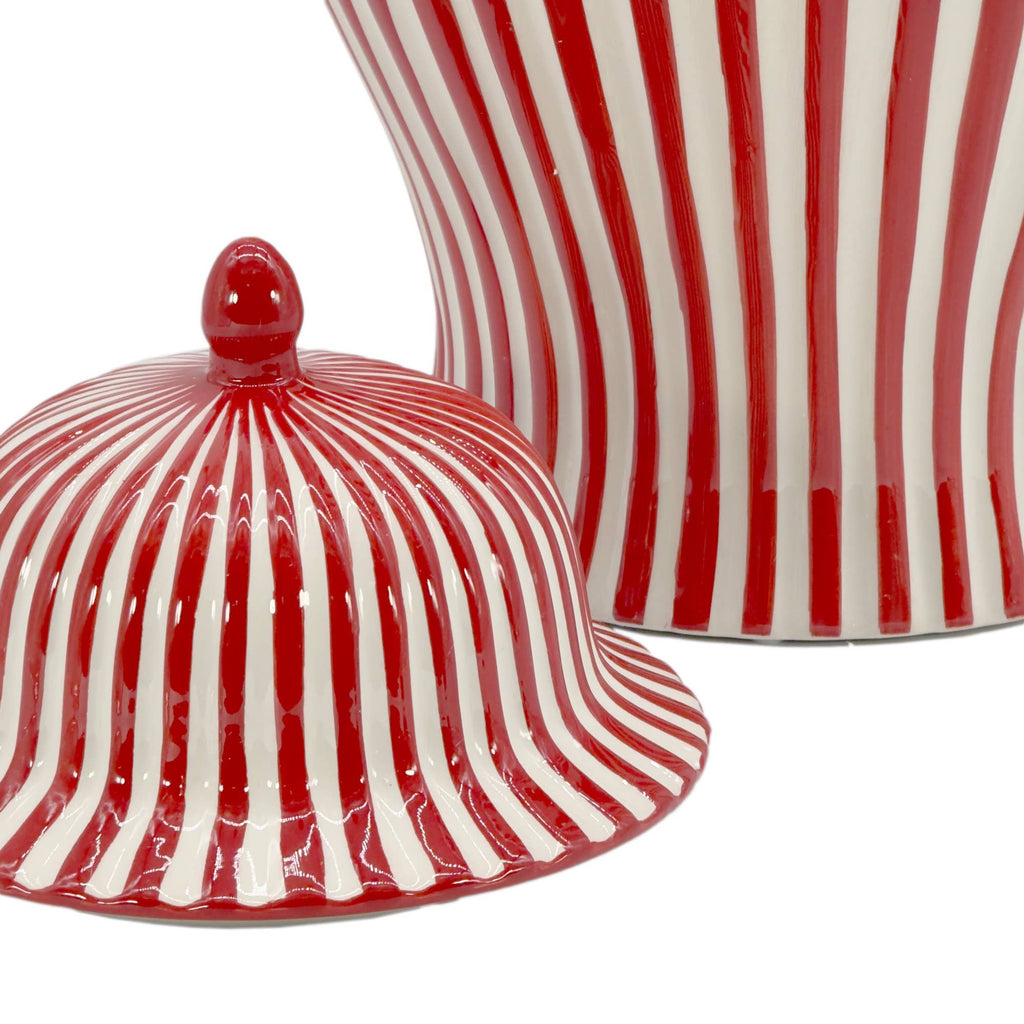 Candy Cane Striped Ceramic Vase 18" [New Colors 2026]: Red
