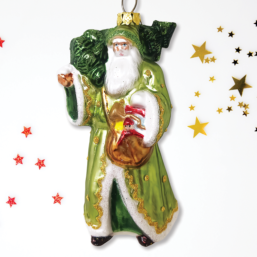 Spirit of the Forest Father Santa Victorian Glass Ornament