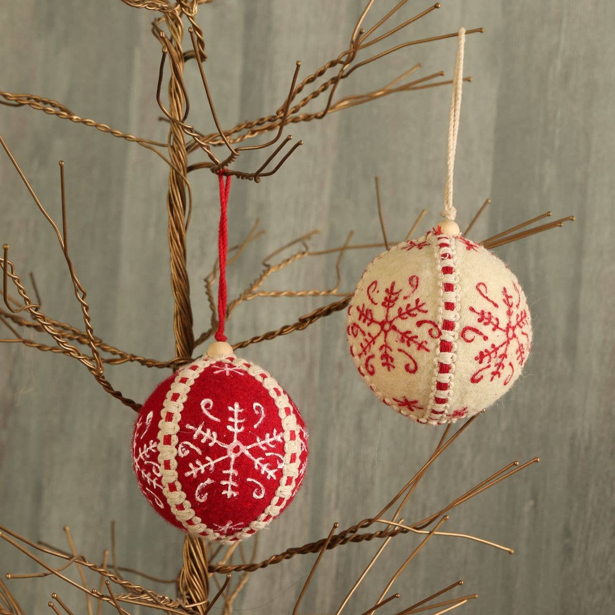 4" Felt Ball Snowflake Ornament