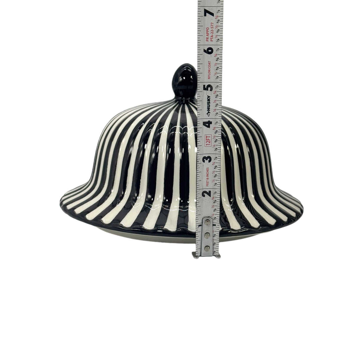Black & White Candy Cane Striped Ceramic Vase 18"