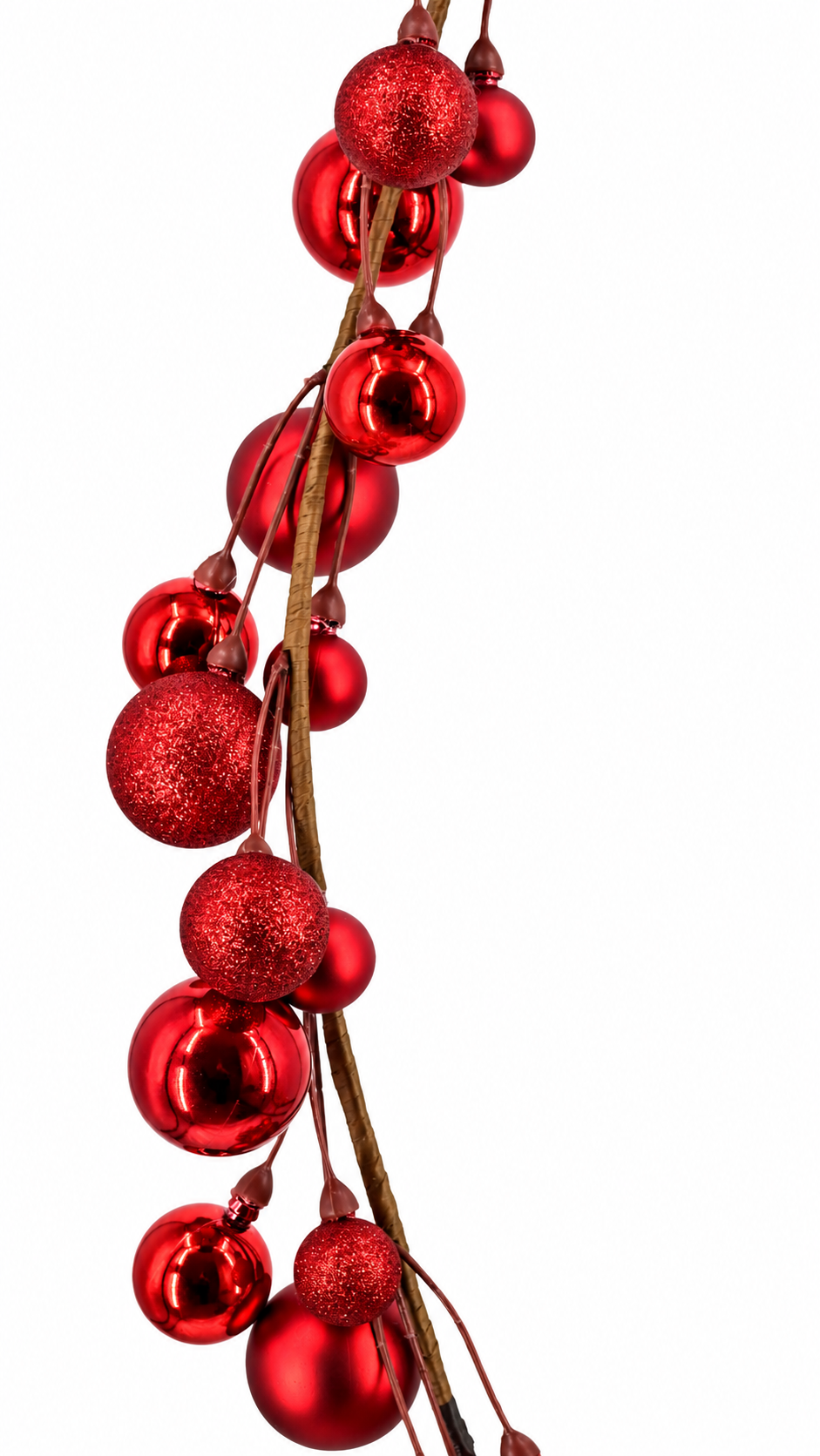 6-Foot Red Ornament Ball Christmas Garland – Glitter, Matte & Shiny Finish
