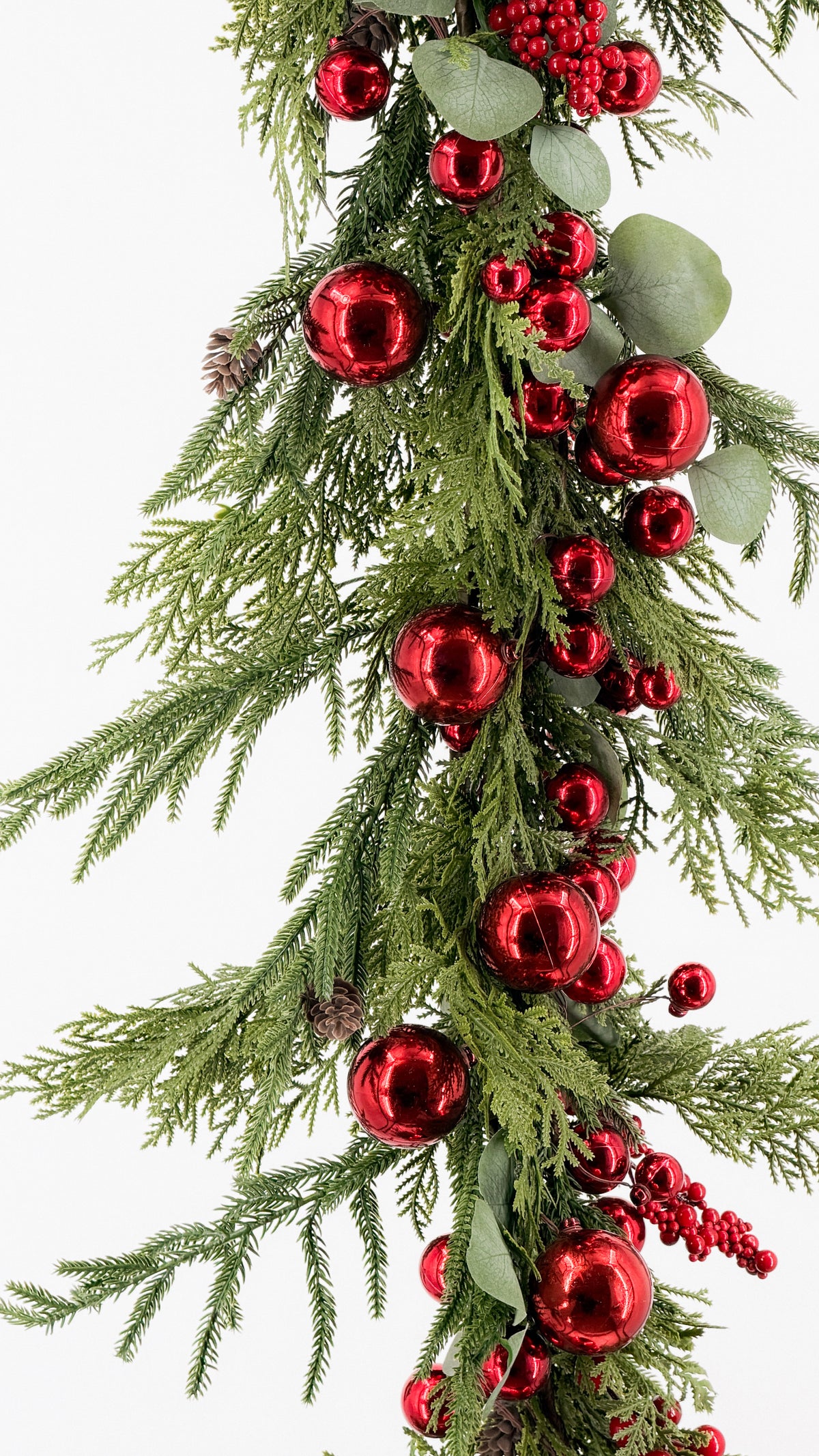 Classic Christmas Red Ornament Garland – 6 ft