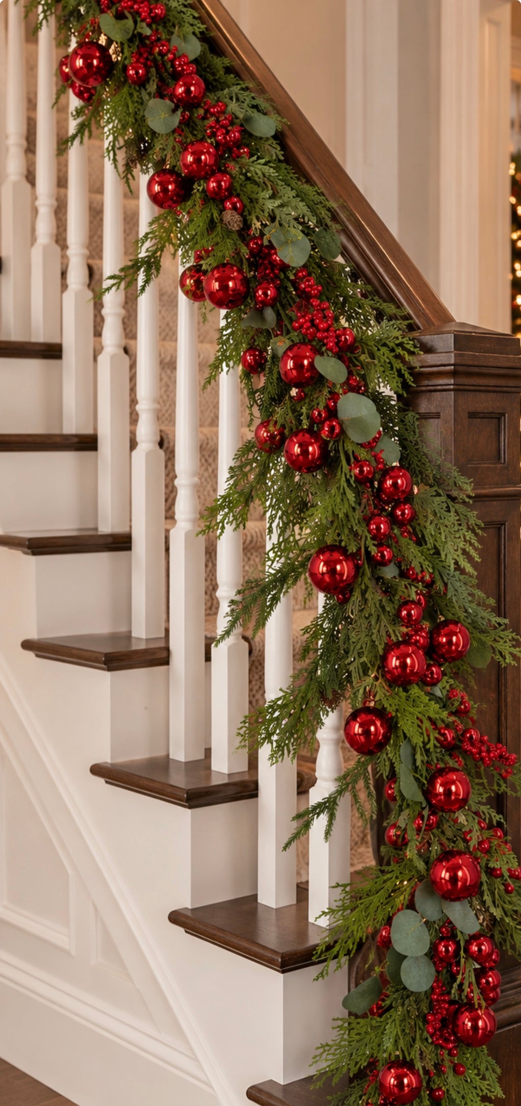 6-Foot Red Ornament Ball Christmas Garland – Glitter, Matte & Shiny Finish