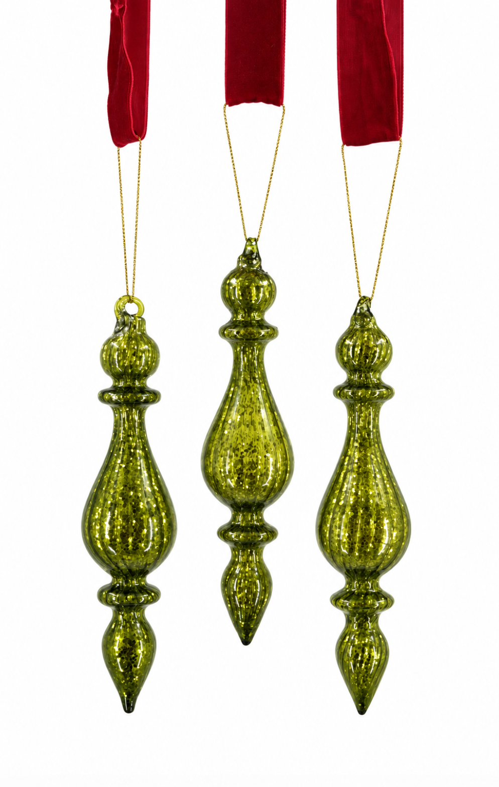 Mercury Glass Finial Ornament Set — Set of 3