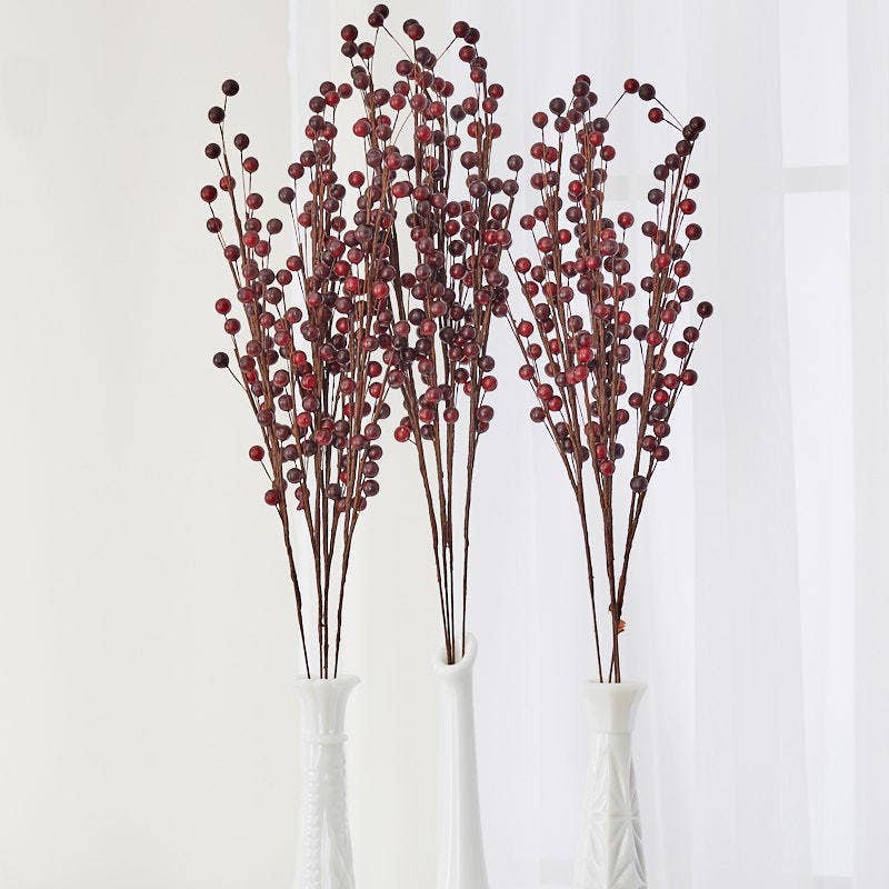17"  Dark Burgundy Artificial Berry Spray