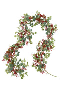 70" Eucalyptus & Red Berry Garland