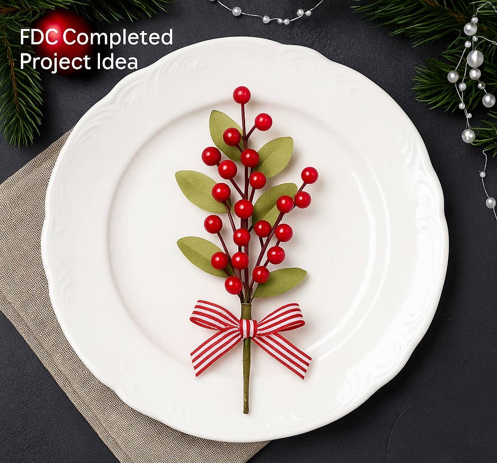Artificial Christmas Red Berry Holiday Winter Floral Pick