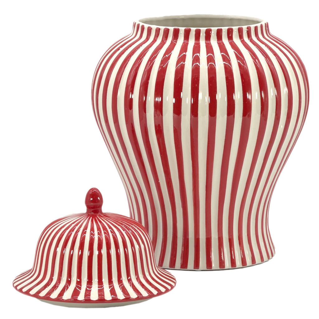 Candy Cane Striped Ceramic Vase 18" [New Colors 2026]: Red