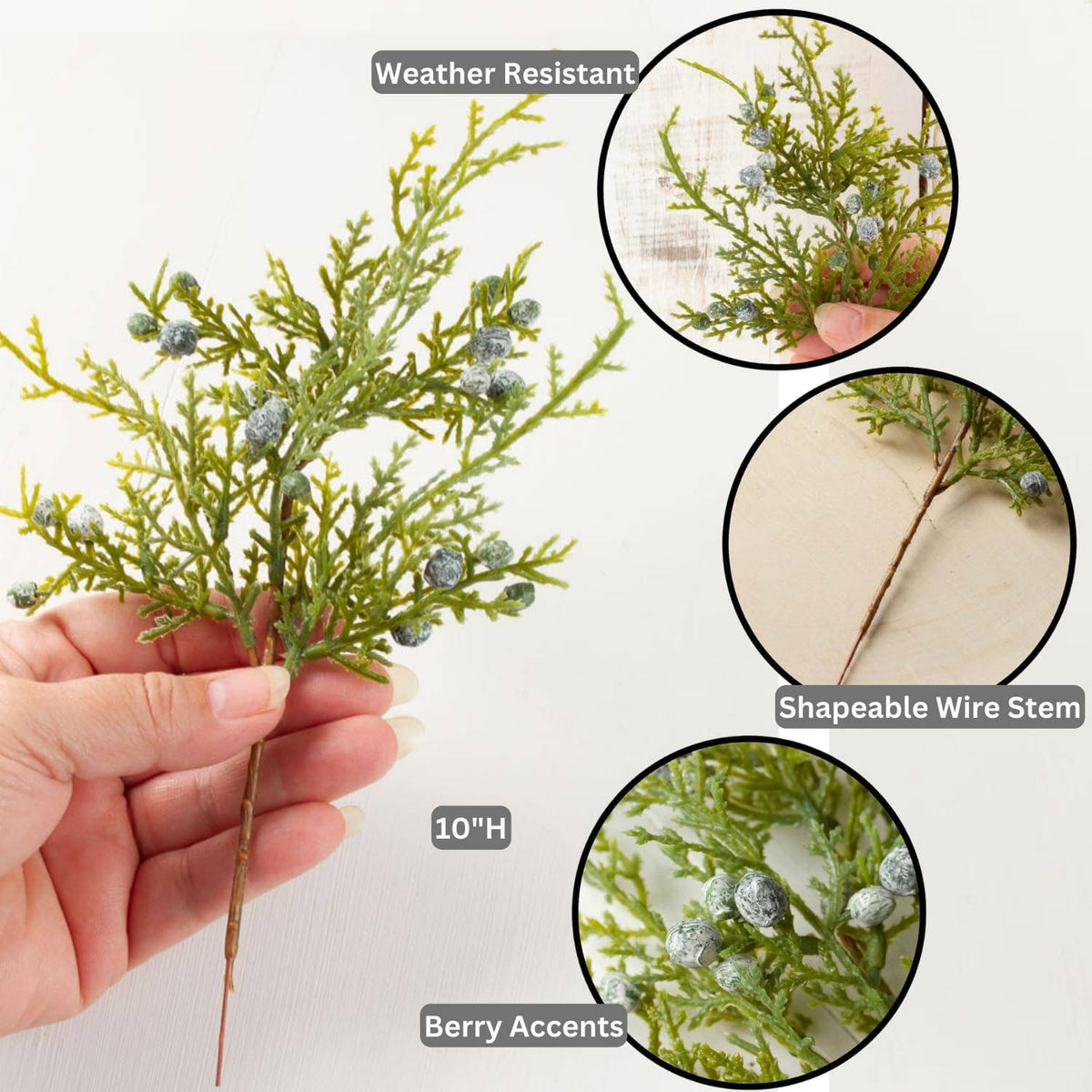 10 inch Weatherproof Cedar Juniper Spray – Holiday Greenery