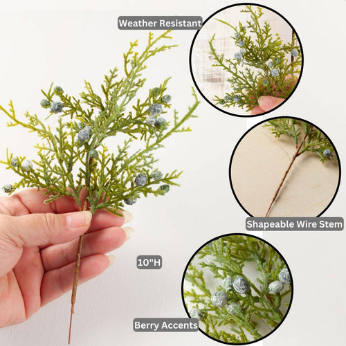 10 inch Weatherproof Cedar Juniper Spray – Holiday Greenery