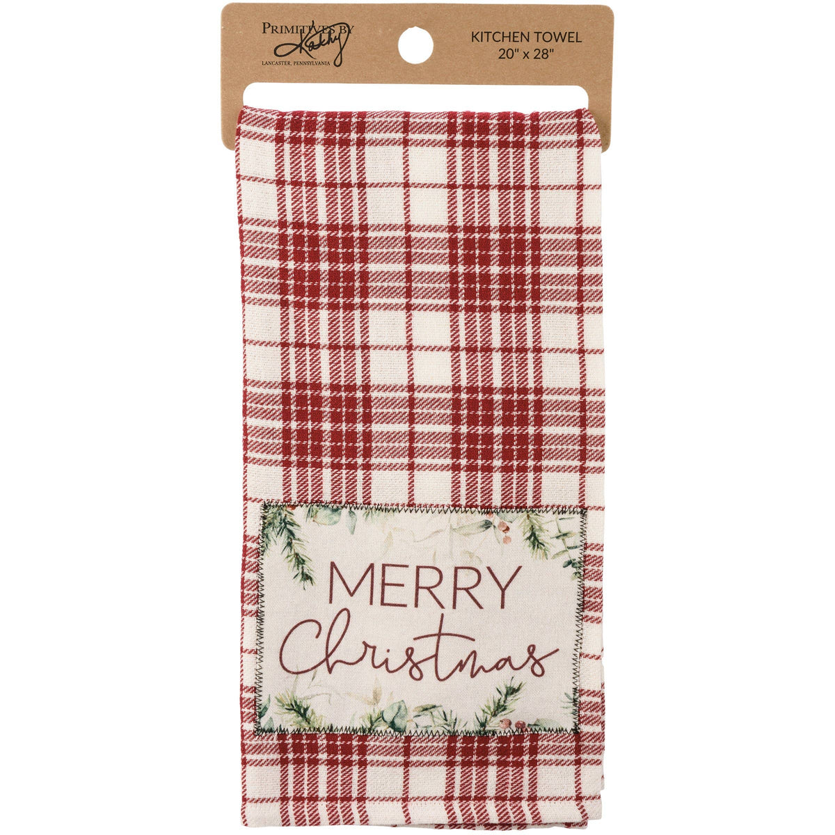 Merry Christmas Red Plaid Kitchen Towel