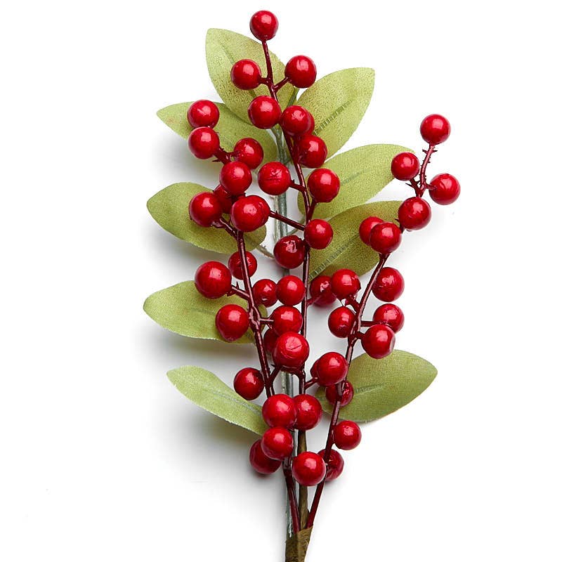 Artificial Christmas Red Berry Holiday Winter Floral Pick
