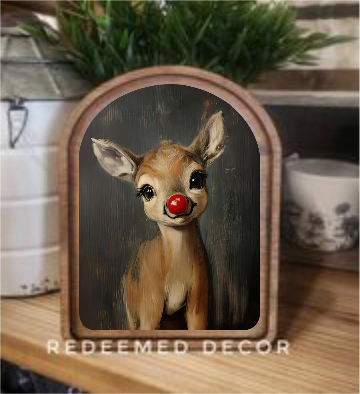 Arch Top Rudolph Framed Art: 6x8"