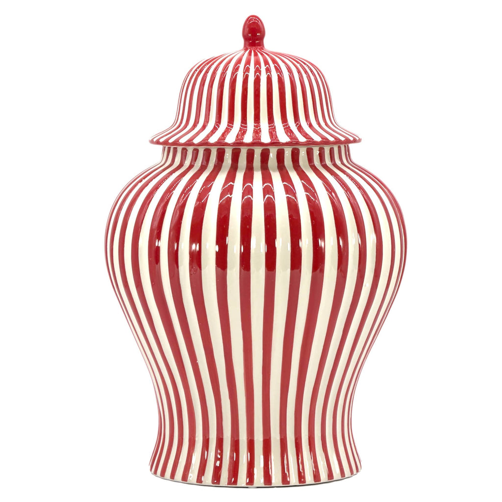 Candy Cane Striped Ceramic Vase 18" [New Colors 2026]: Red