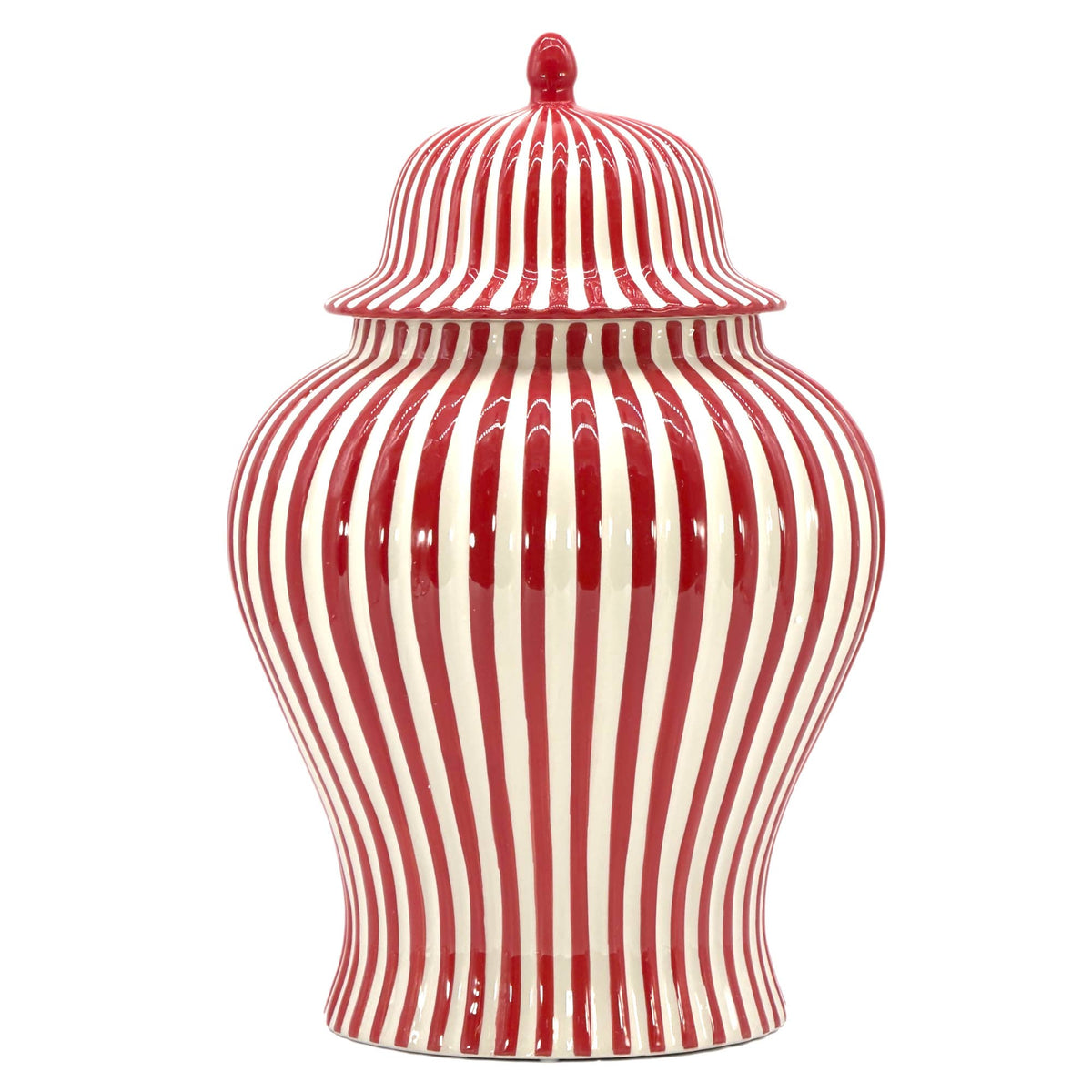 Candy Cane Striped Ceramic Vase 18" [New Colors 2026]: Red