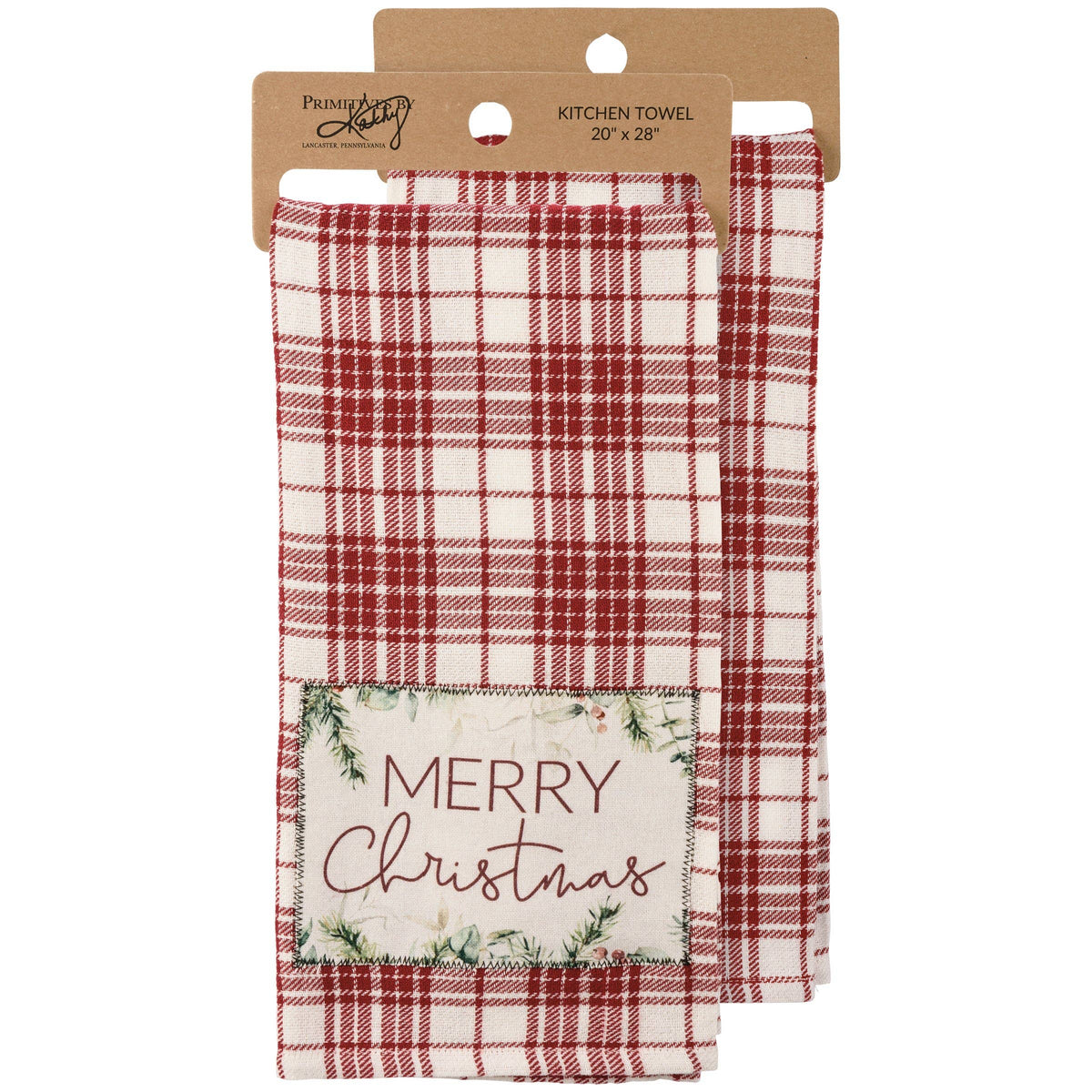 Merry Christmas Red Plaid Kitchen Towel