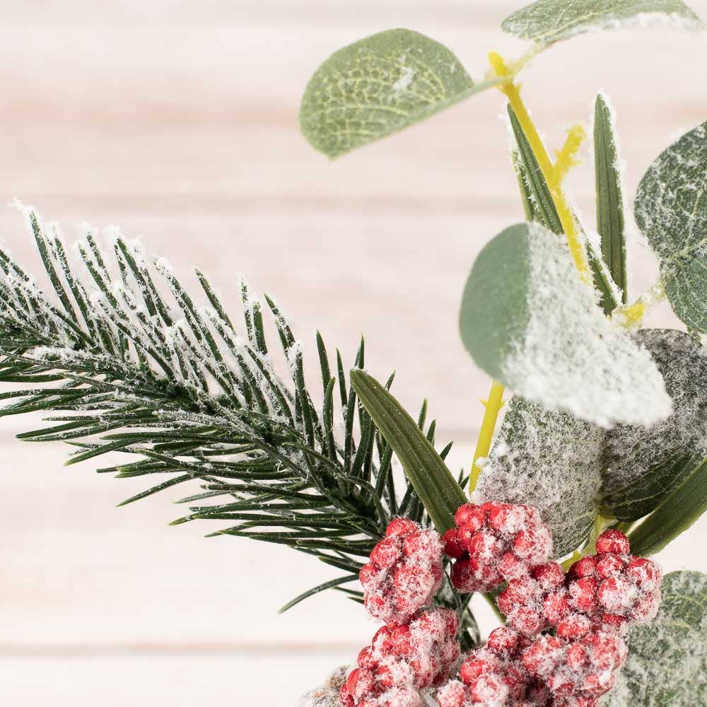 10" Snowy Pinecone Berry Christmas Floral Pick