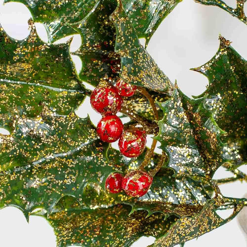 18" Gold-Accented Holly and Berry Stems (Pack of 12)