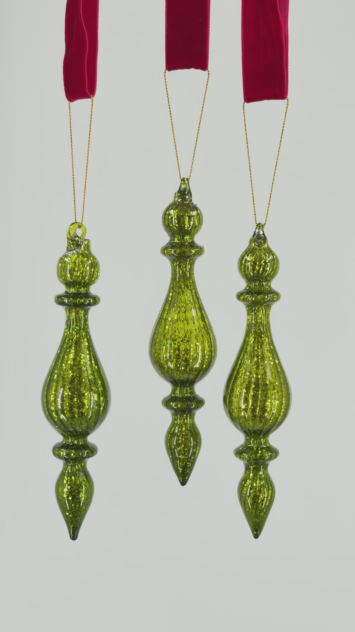 Mercury Glass Finial Ornament Set — Set of 3