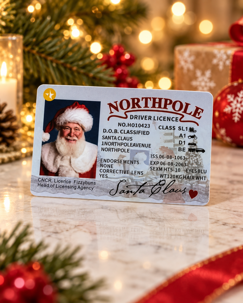 Official North Pole Santa Driver’s License