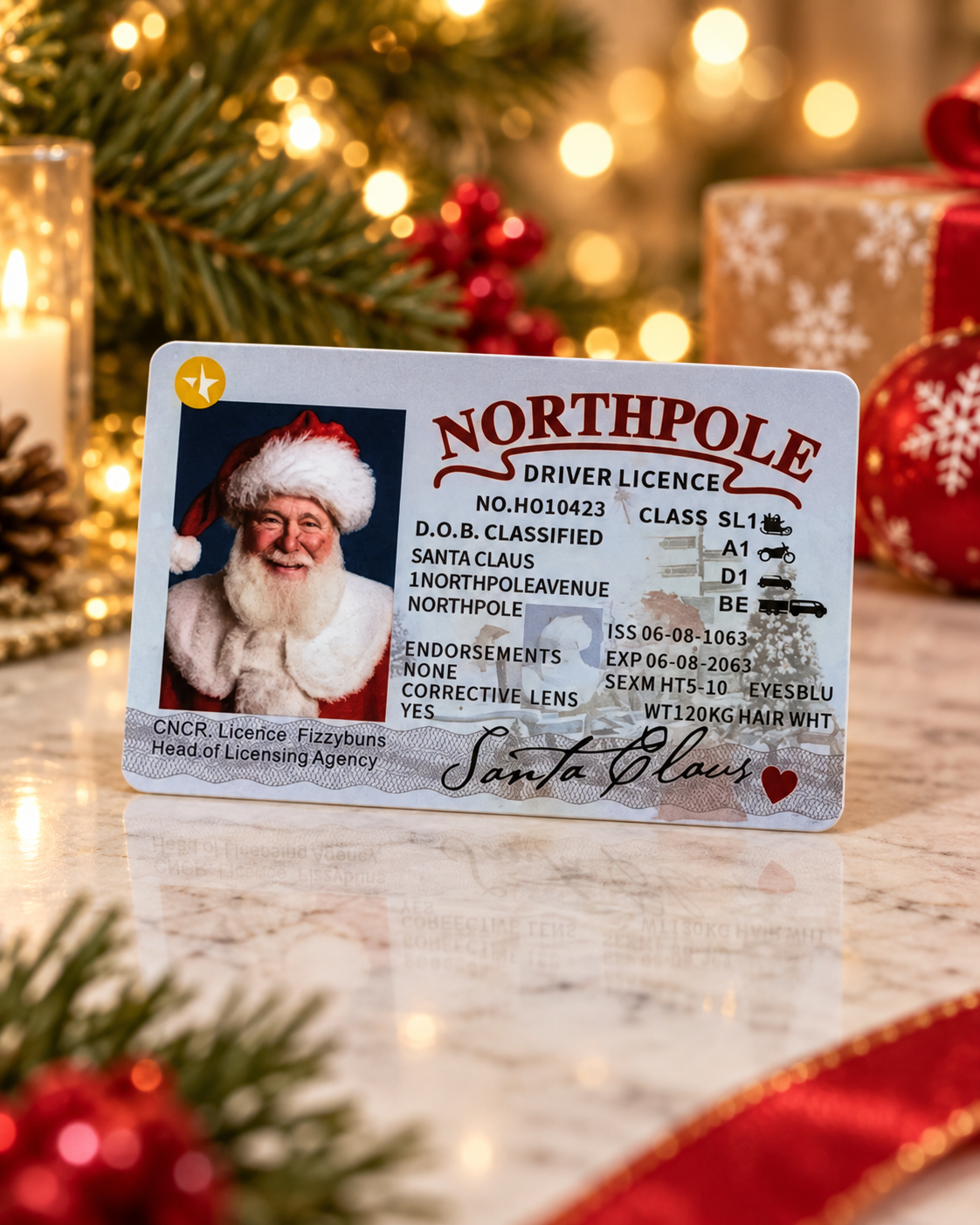 Official North Pole Santa Driver’s License
