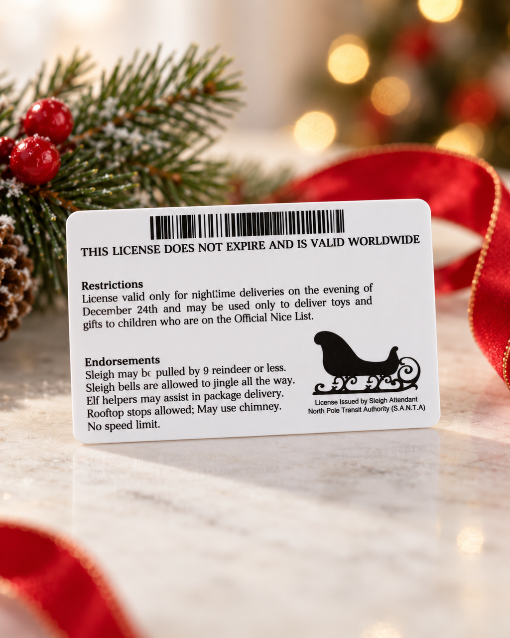 Official North Pole Santa Driver’s License